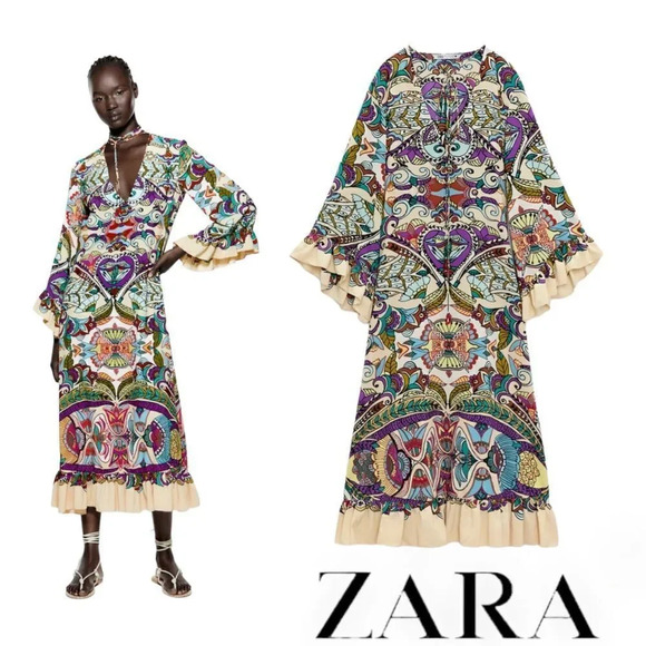 ZARAMulticoloredPRINTED MIDI DRESS